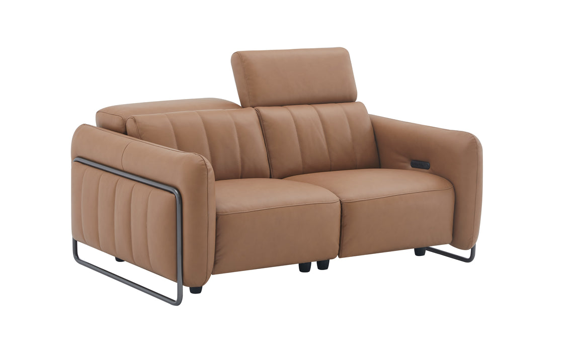 J & M Furniture President Leather Loveseat in Cognag