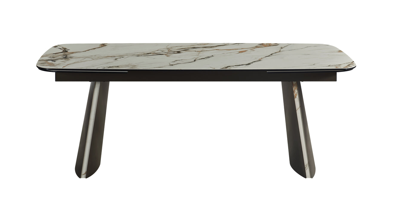 J & M Furniture RH 888 Extension Table in Brown Marble