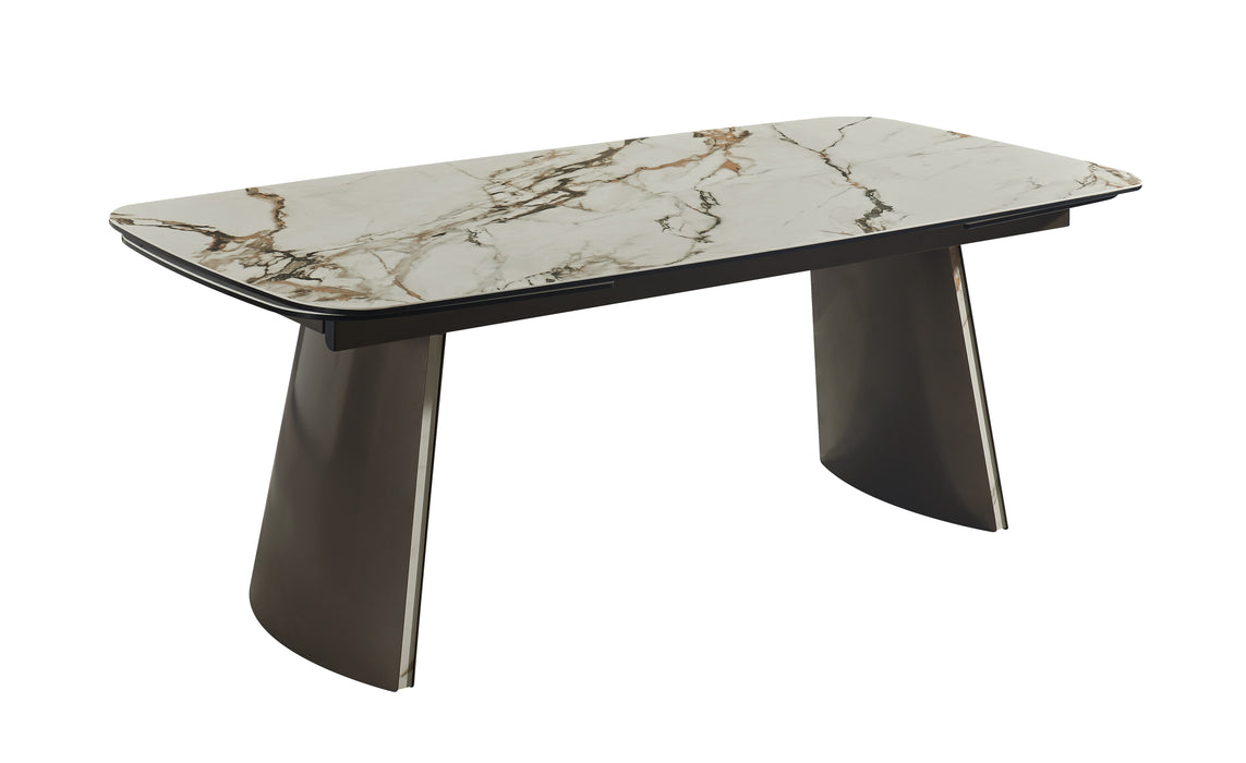 J & M Furniture RH 888 Extension Table in Brown Marble
