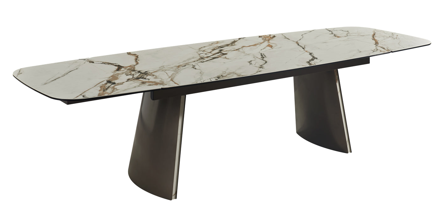 J & M Furniture RH 888 Extension Table in Brown Marble
