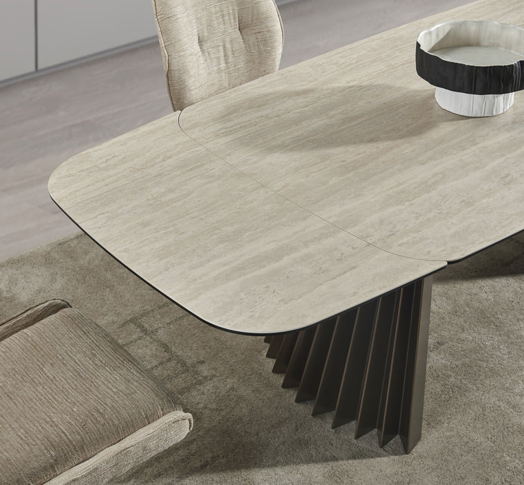J & M Furniture RH Warm Travertine Extension DT in Ceramic