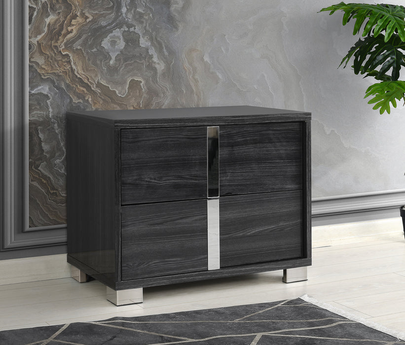 J & M Furniture Giulia Night Stand Left Facing in Glossy Gray