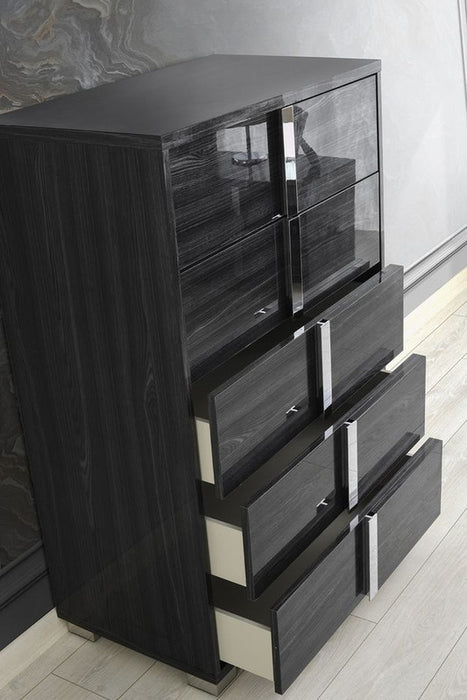 J & M Furniture Giulia Night Stand Left Facing - Glossy Gray