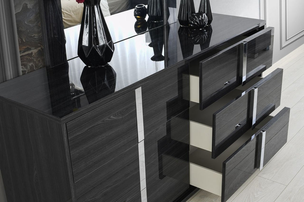 J & M Furniture Giulia Night Stand Left Facing - Glossy Gray