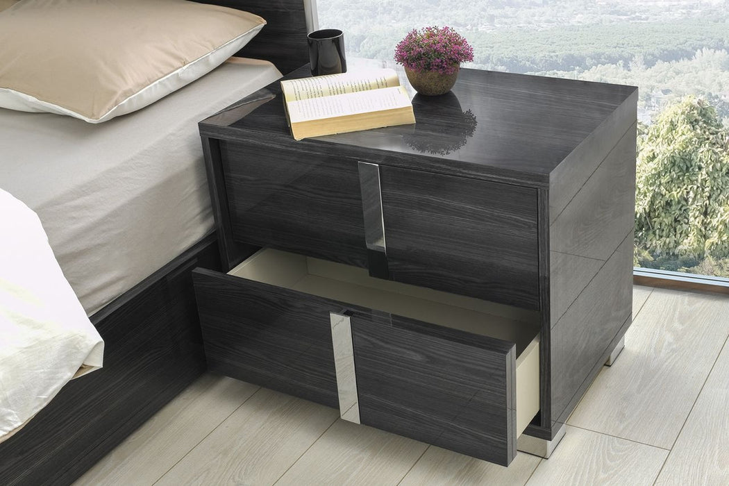J & M Furniture Giulia Night Stand Left Facing - Glossy Gray