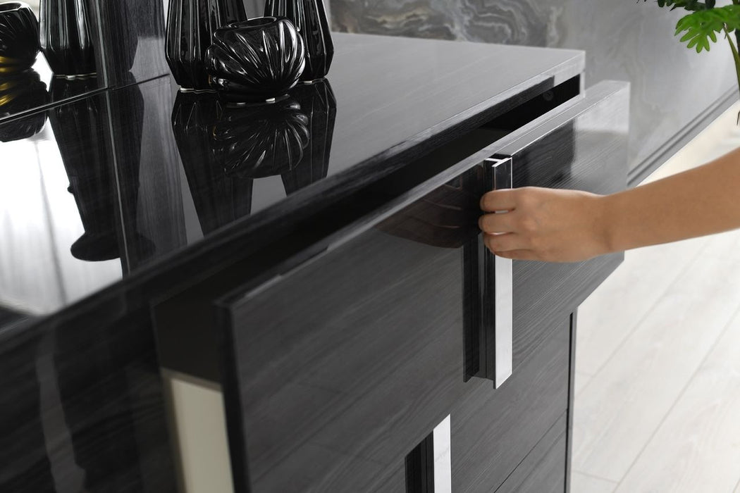 J & M Furniture Giulia Night Stand Left Facing - Glossy Gray