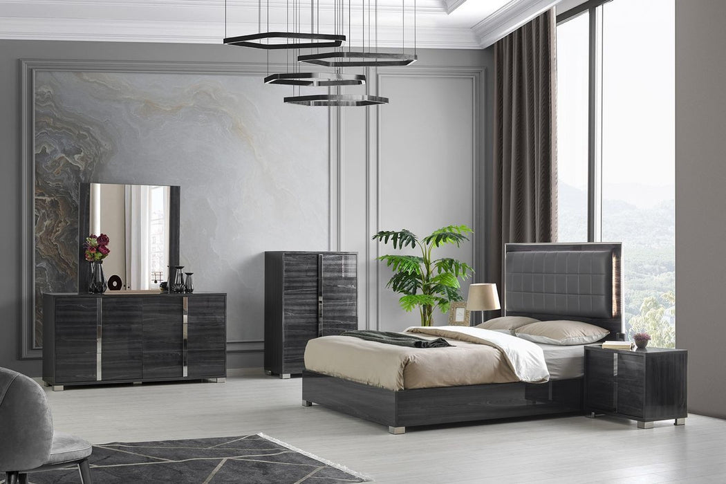 J & M Furniture Giulia Night Stand Left Facing - Glossy Gray