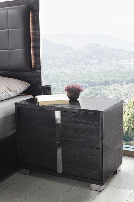 J & M Furniture Giulia Night Stand Left Facing - Glossy Gray