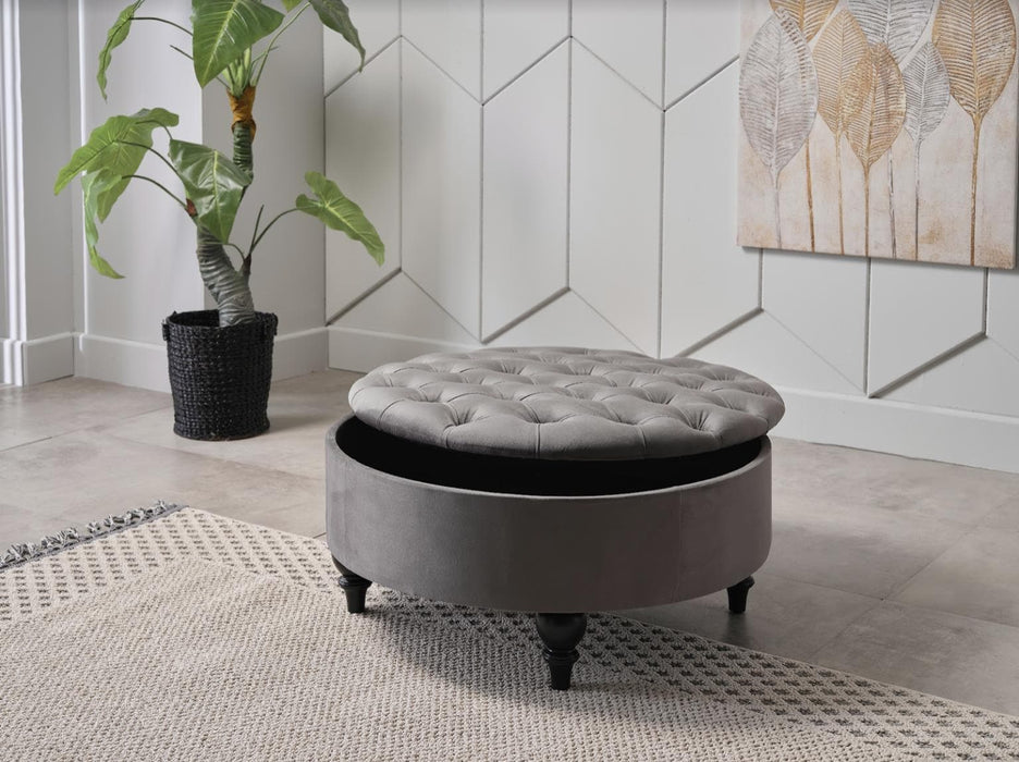 Bellona Suave Storage Ottoman - Vika Grey