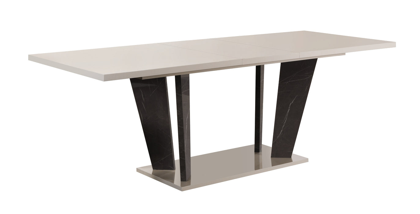 J & M Furniture Sonia Dining Table in Pearl Metallic