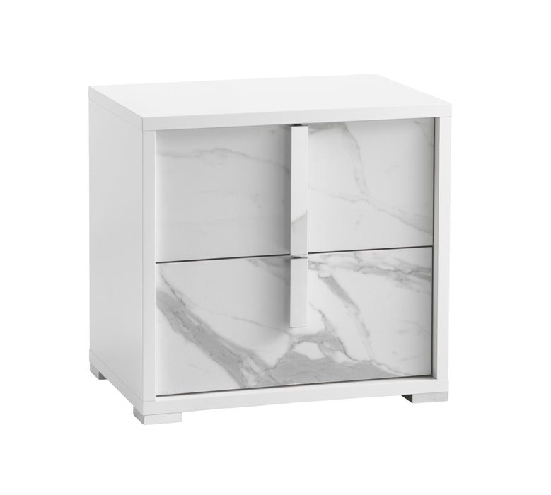 J & M Furniture Sonia Nightstand in White & Grey