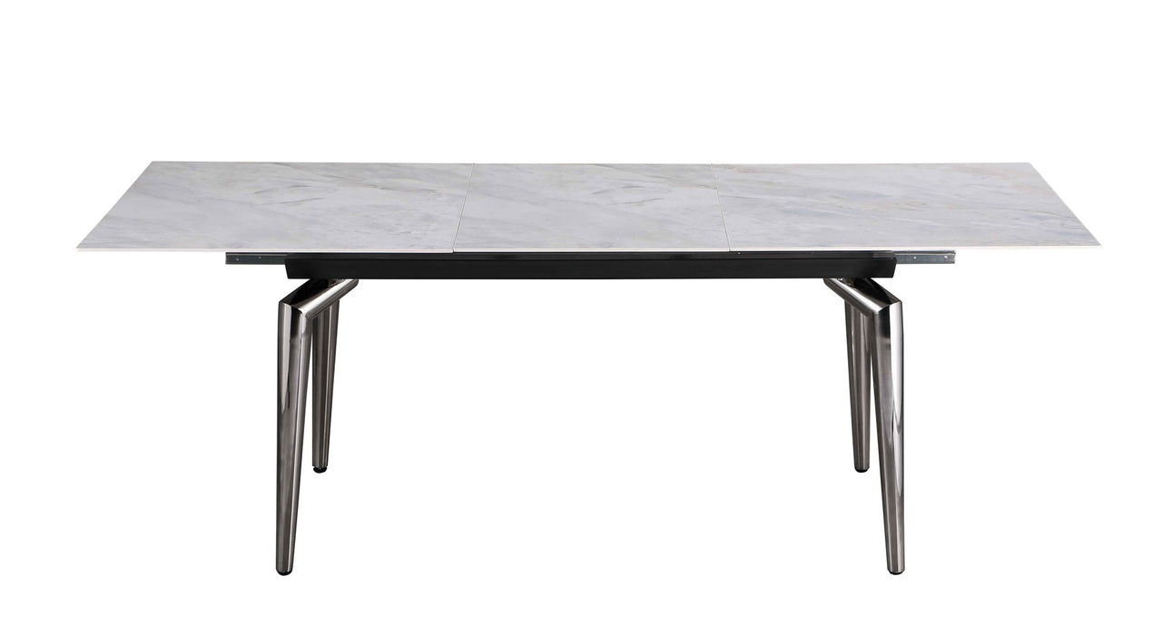 Chintaly TABATHA Marbleized Sintered Stone Top Table w/ Pop-up Extension