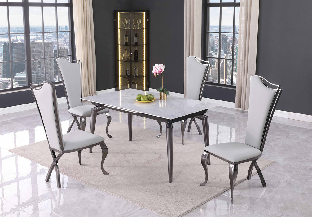 Chintaly NADIA-SC-BKC Contemporary Tall-Back Side Chair w/ Cabriole Legs - 2 per box Black Chrome