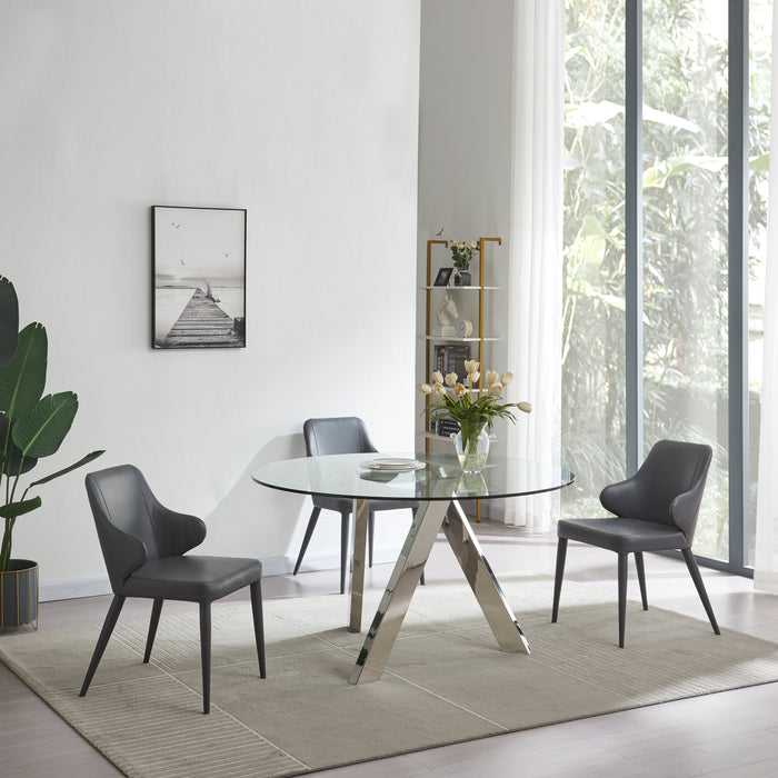 J & M Furniture MC Tower Round Table in Clear