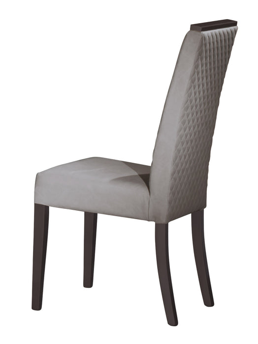 J & M Furniture Travertine Dining Chair in Dark Oak and Gray/Bronze Marble