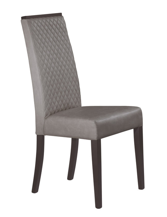 J & M Furniture Travertine Dining Chair in Dark Oak and Gray/Bronze Marble