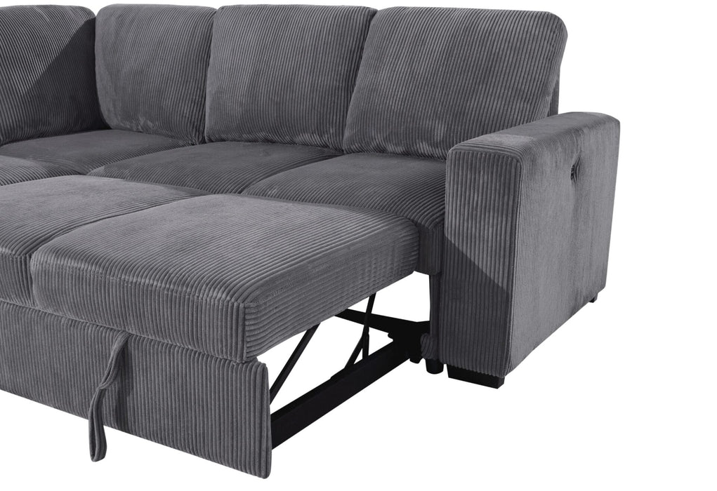 Global Furniture U2660 Grey Sectional with Pull Out Sofa Bed