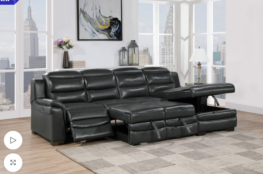 Global Furniture U8518 Blanche Charcoal Sofa Bed with USB