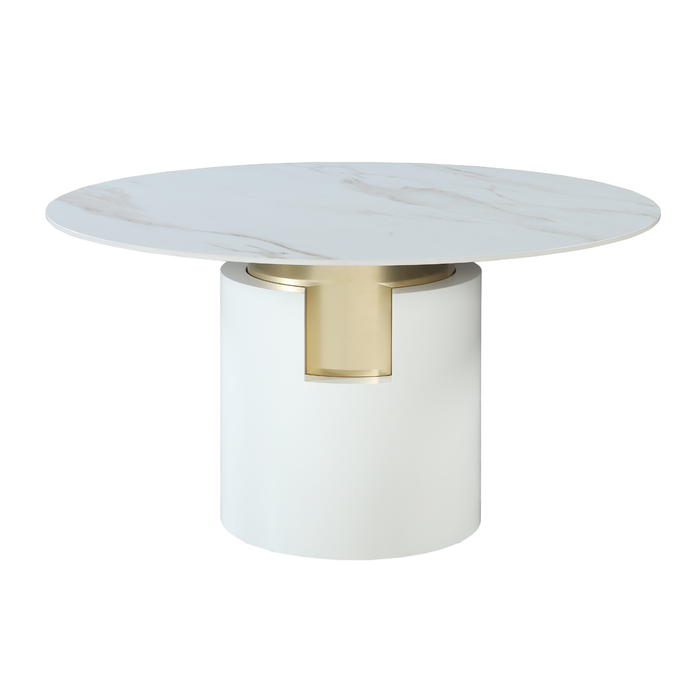 KIANA Contemporary Dining Set | Marbleized Sintered Stone Table with Golden-Legged Chairs
