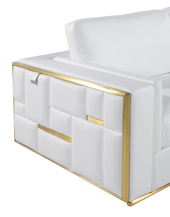 Leather Loveseat Metallic - White / Silver