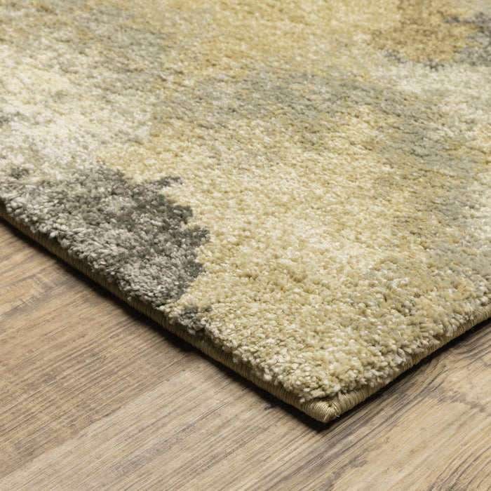 8' x 11' Abstract Power Loom Stain Resistant Area Rug - Beige Gray And Gold