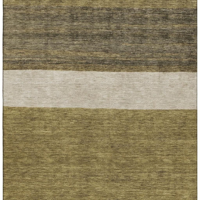 10' X 14' Striped Washable Area Rug With UV Protection (695096) - Coffee / Ivory / Gray