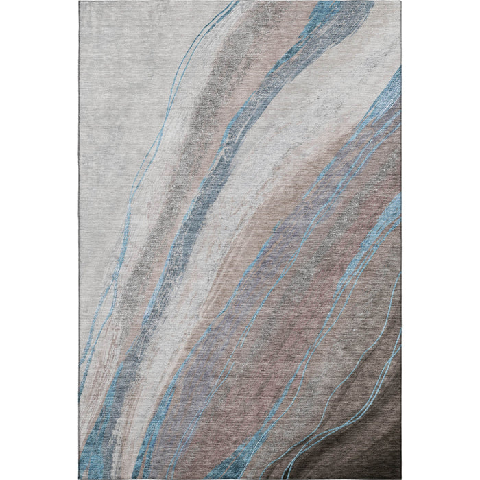 10' X 14' Abstract Washable Area Rug With UV Protection (715483) - Brown / Blue
