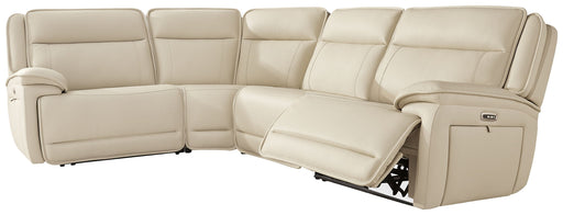 Signature Design by Ashley® Double Deal 4-piece almond reclining sectional sofa with plush cushions and reclining features.