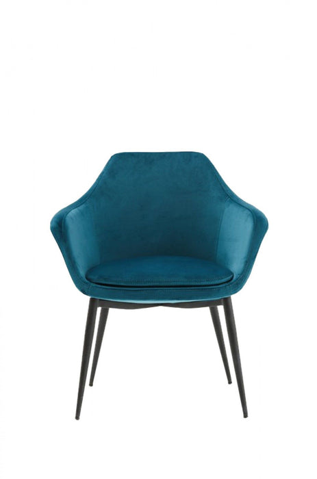 Upholstered Fabric Dining Arm Chair - Teal Blue