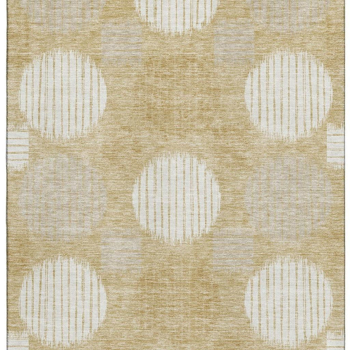 10' X 14' Geometric Washable Area Rug With UV Protection (671534) - Gold / Ivory