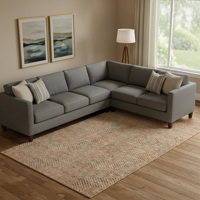 10' X 14' Geometric Washable Area Rug With UV Protection (672482) - Copper / Beige