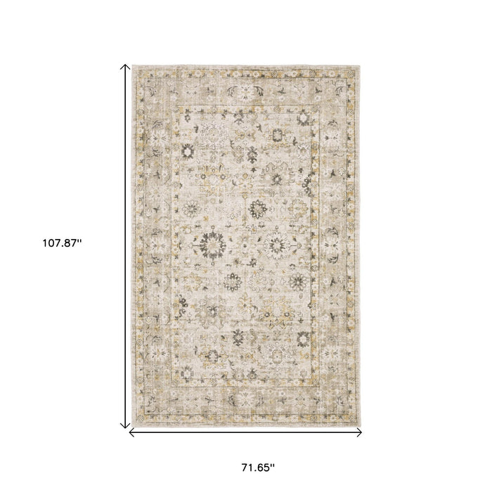 6' X 9' Oriental Hand Tufted Area Rug - Beige And Gold