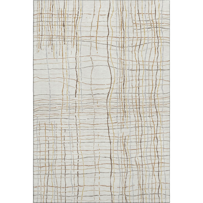 10' X 14' Striped Washable Area Rug With UV Protection (678562) - Ivory / Gold / Gray