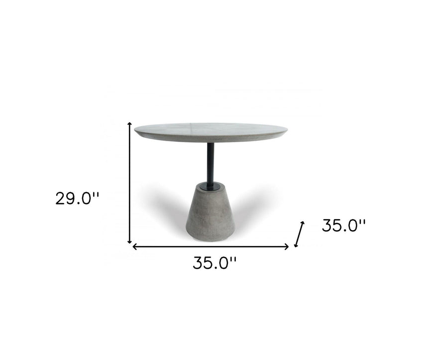 Concrete Pedestal Base Round Top Dining Table - Gray