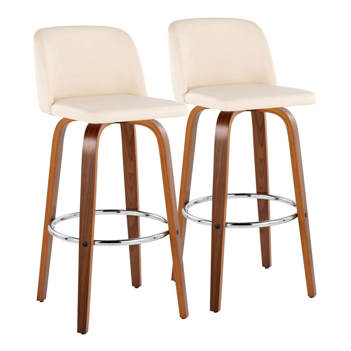 Toriano - 30" Fixed-Height Barstool (Set of 2) - Walnut And Beige