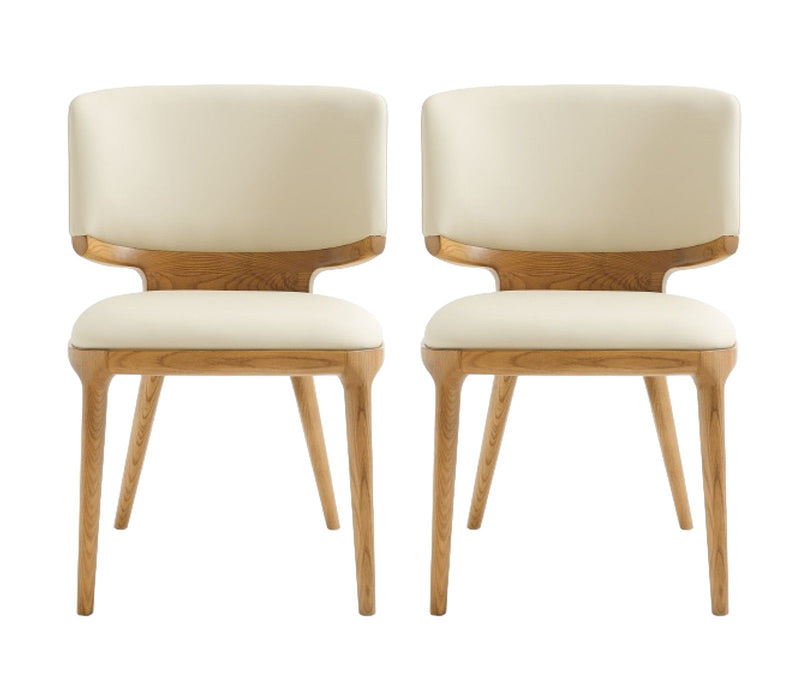 Upholstered Faux Leather King Louis Back Dining Side Chairs (Set of 2) - Beige