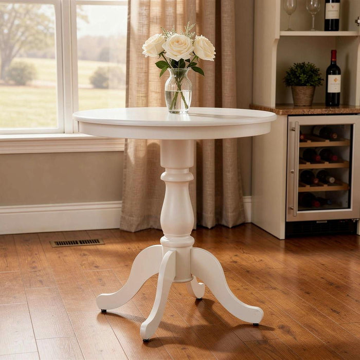 30'' Solid Wood Rounded Bar Table - White