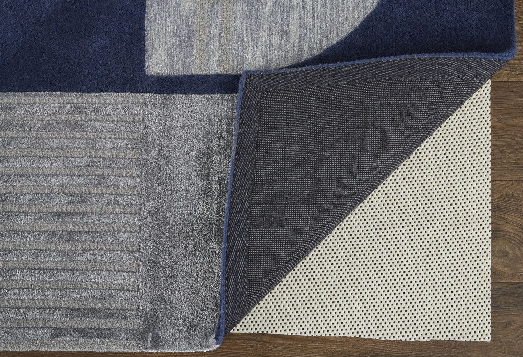 9' x 12' Wool Geometric Tufted Handmade Area Rug - Blue And Silver