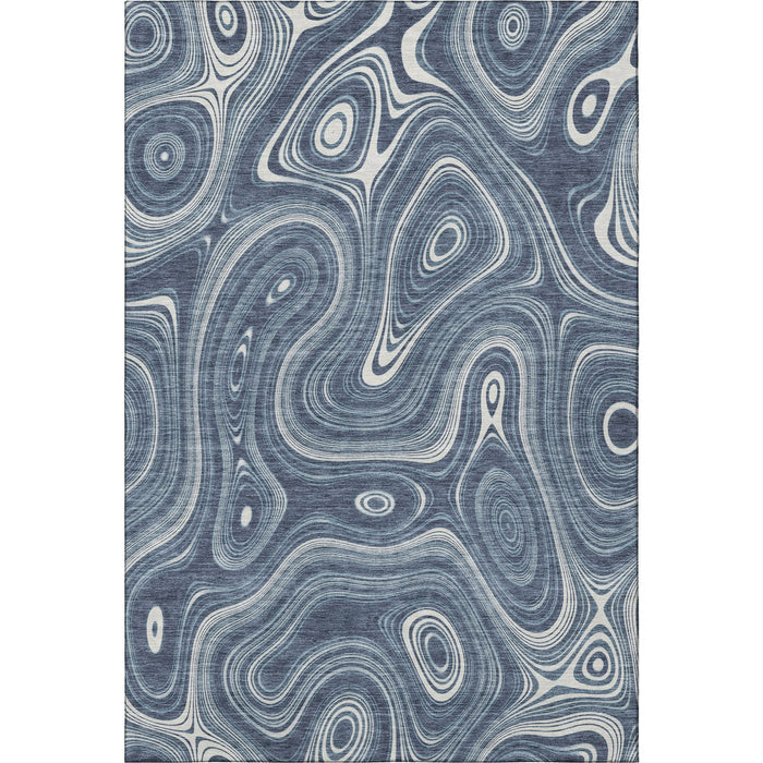 10' X 14' Geometric Washable Area Rug With UV Protection (717717) - Blue / Ivory