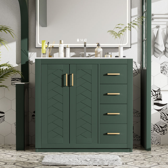 Giga bathroom vanity with sink combo, wooden storage cabinet, three drawers, soft-closing doors, freestanding set in modern style