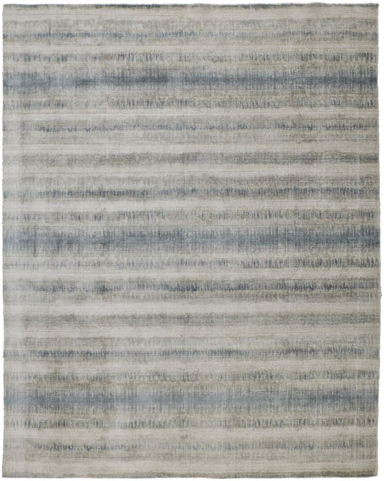 5' x 8' Abstract Hand Woven Area Rug - Gray Blue And Green