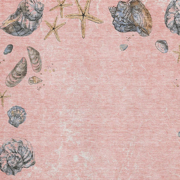 3' X 5' Geometric Washable Area Rug With UV Protection (646056) - Peach / Gray / Ivory