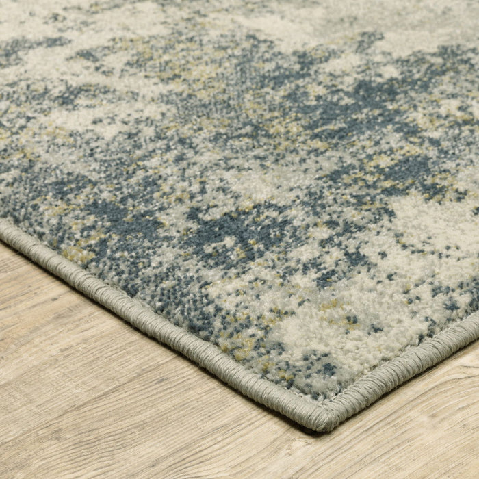 10' x 13' Abstract Power Loom Stain Resistant Area Rug - Beige Teal Gray And Gold