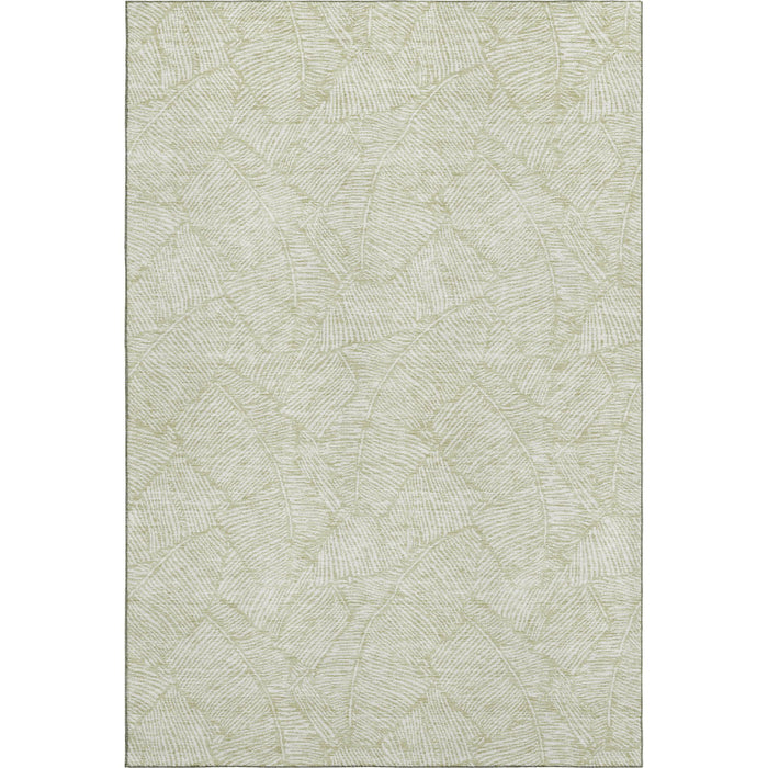 10' X 14' Floral Washable Area Rug With UV Protection (672581) - Artichoke Green / Ivory