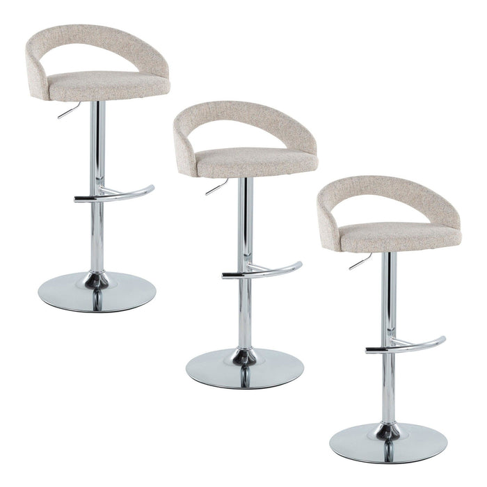 Grotto - Upholstered Adjustable Barstool - Chrome Metal Base