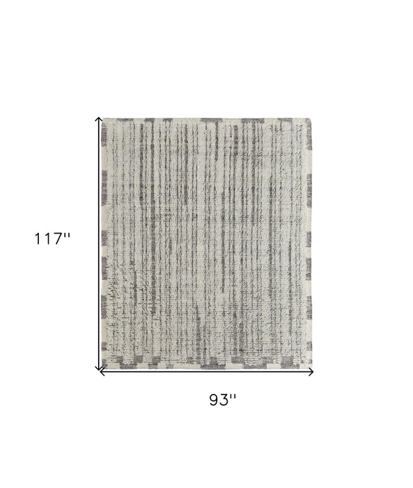 8' x 10' Wool Striped Hand Woven Area Rug - Gray And Ivory