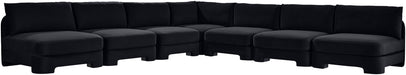 Meridian Furniture Hammond velvet performance fabric 7-piece armless sectional sofa in a modern stationary design.