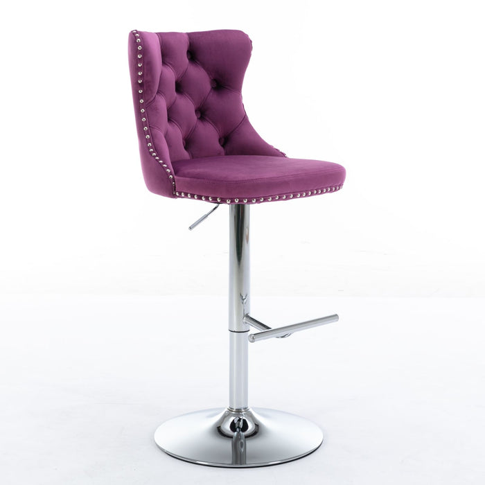 Set of 2 Giga modern upholstered swivel barstools with adjustable height, tufted backs, ideal for home pub and kitchen island.