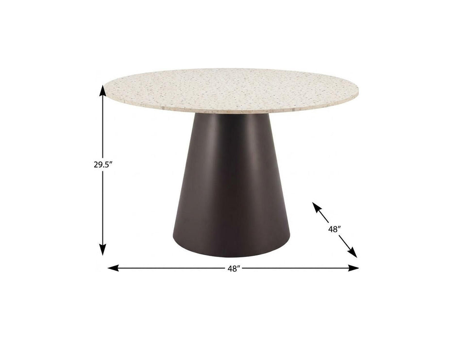 48" Steel Pedestal Base Round Top Dining Table - Beige