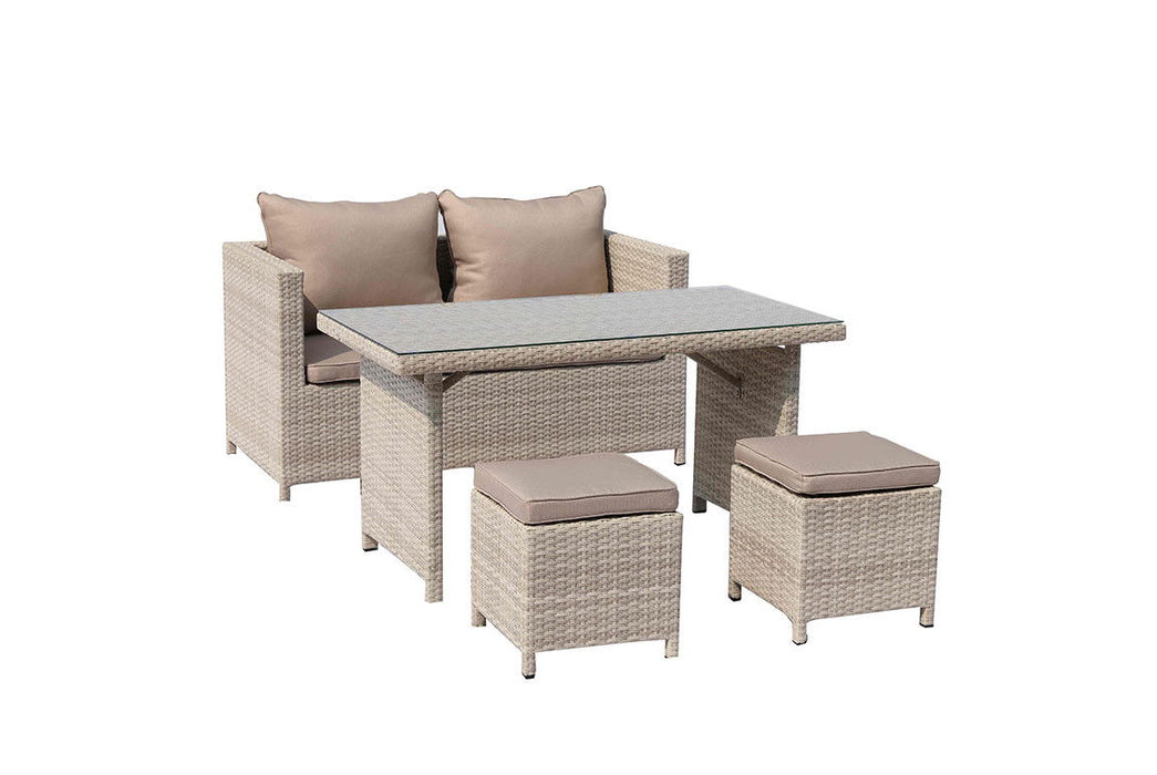 Glass And Iron Coffee Table - Beige